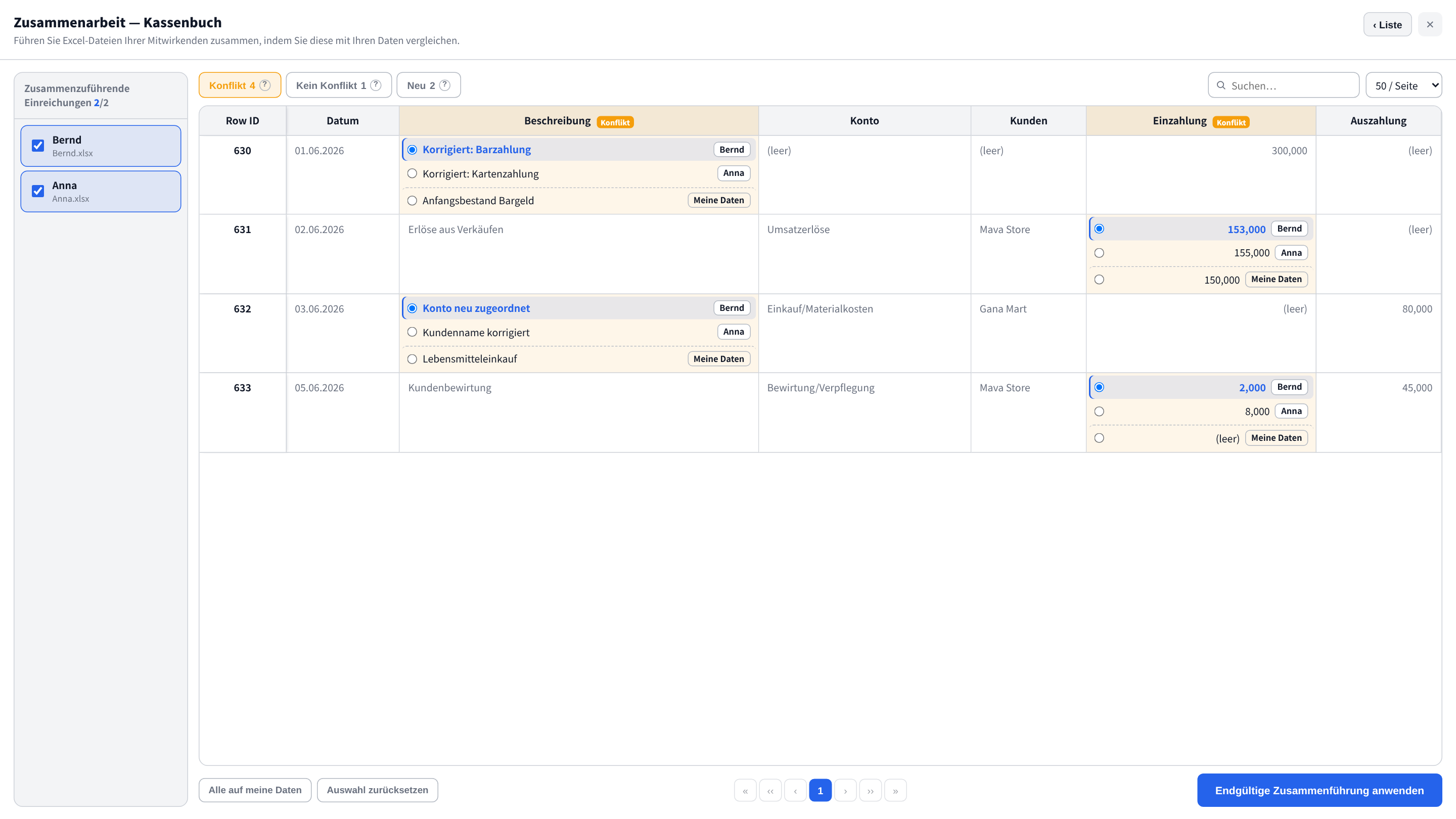Compare and merge collaborator edits