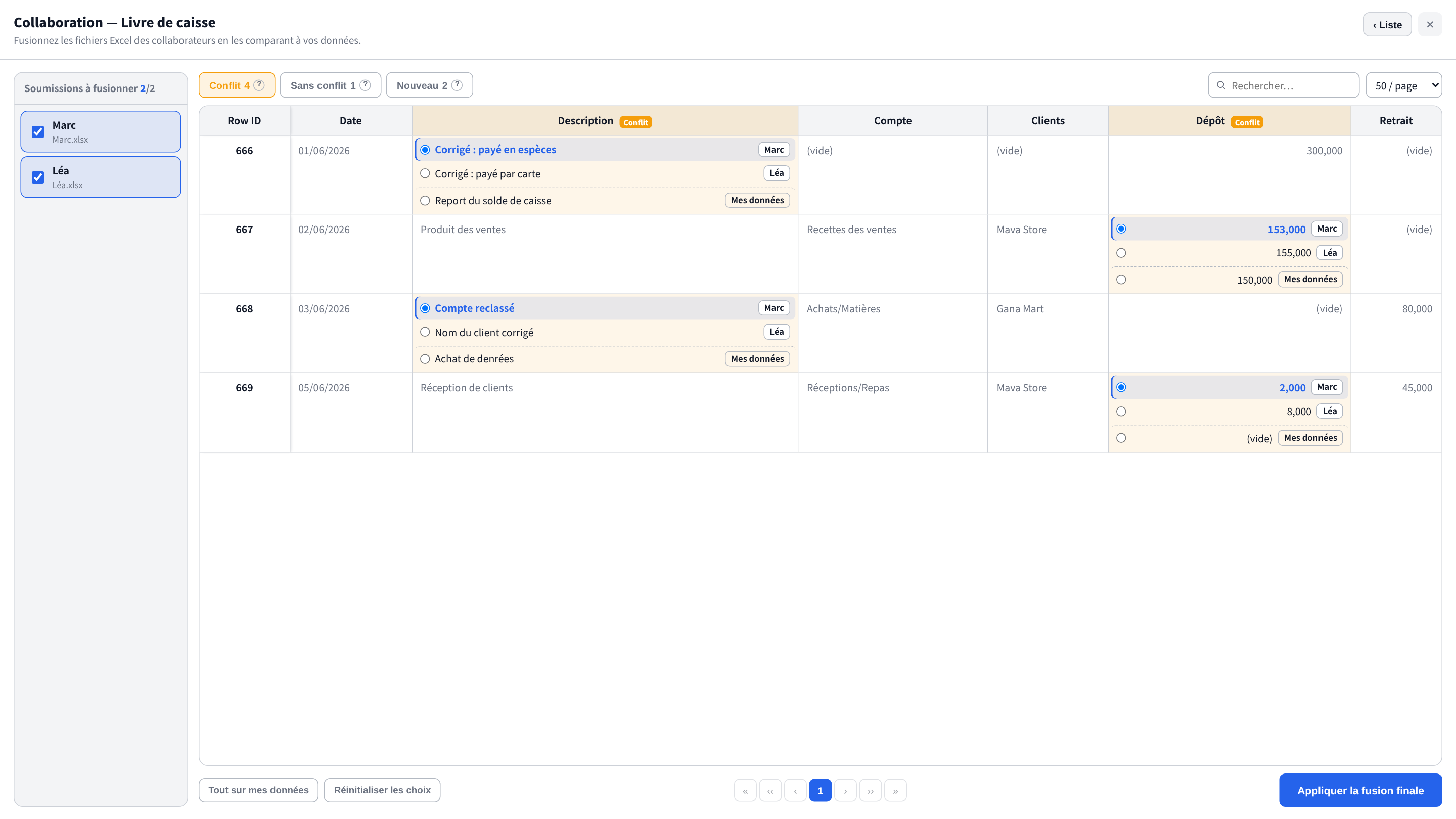Compare and merge collaborator edits